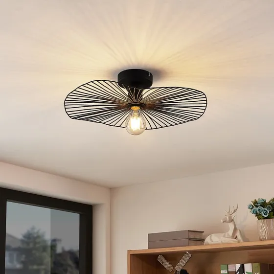 Lindby Ruota Plafondlamp - Mat Zwart - Metaal