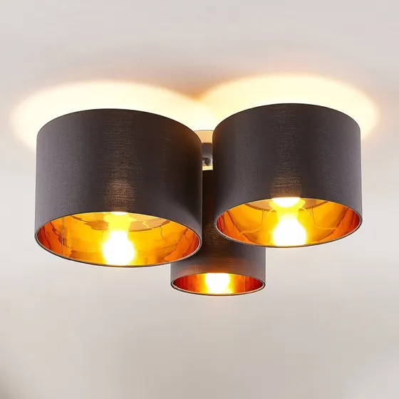 Lindby Laurenz Plafondlamp - Grijs/Goud - 3-lamps