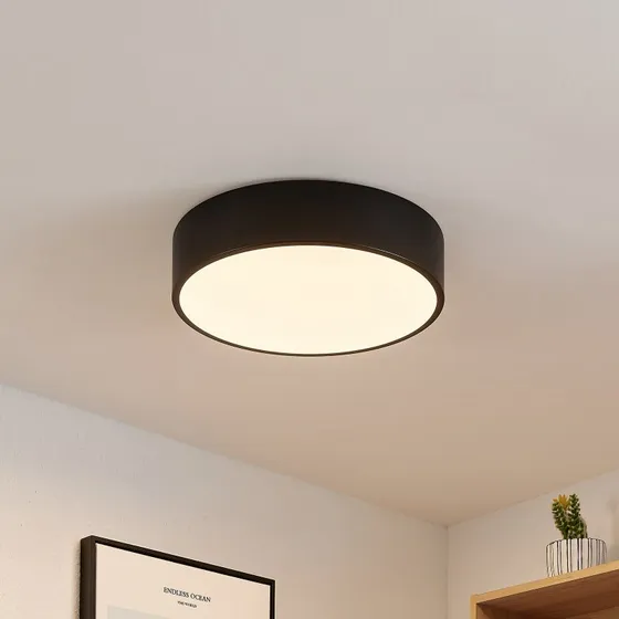 Lindby LED Plafondlamp Simera, 30 cm, Zwart, Dimbaar