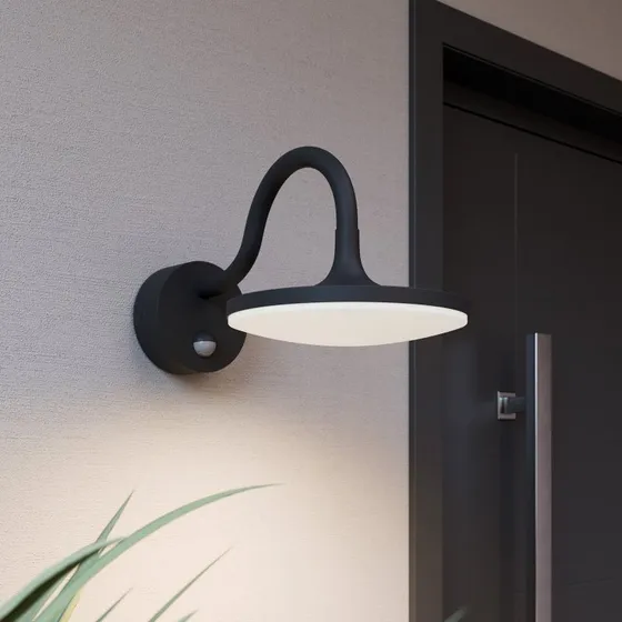 Arcchio Fineria LED Buitenwandlamp met Bewegingssensor, Zwart