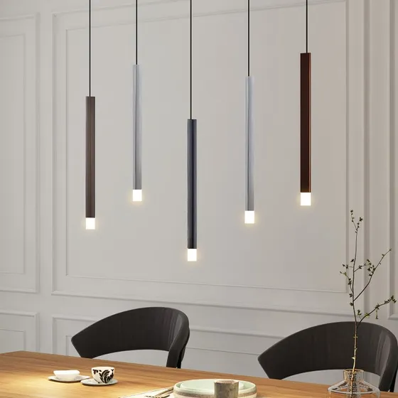 Lucande Stoika LED hanglamp - 88 cm - Zwart - 5-lamps