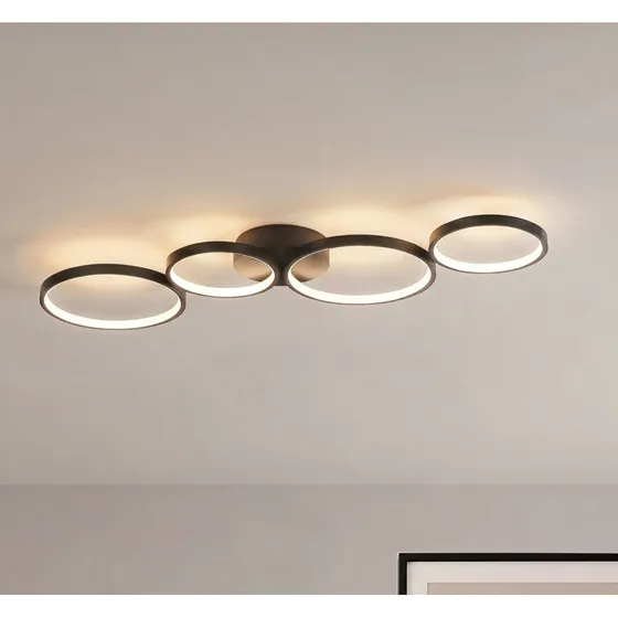 Lindby LED plafondlamp Evengeline zwart - 88 cm