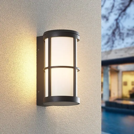 Lucande Kelini Buitenwandlamp - Donkergrijs - Aluminium