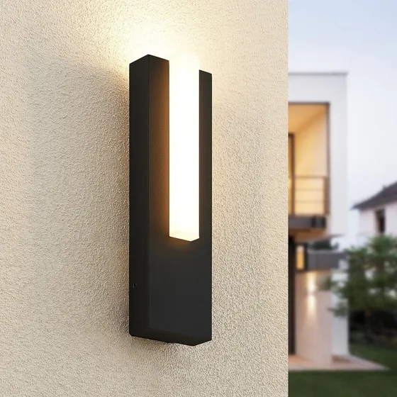Lucande Virgalia LED Buitenwandlamp - Antraciet - 31 cm