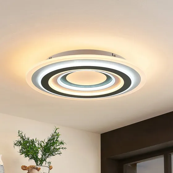 Lindby LED plafondlamp Jazmina - 50 cm - Anthracite/White - CCT