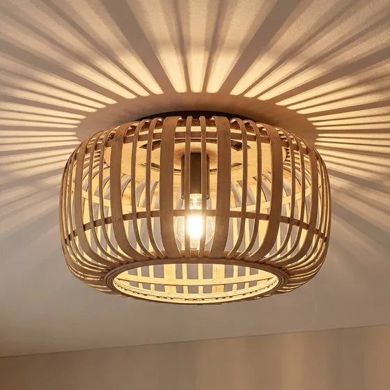 Lindby Canyana Plafondlamp - Rotan - 40 cm - Naturel