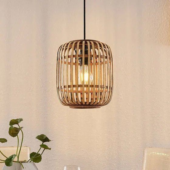 Lindby Canyana Hanglamp - Natuurlijk Rotan - Ø 22 cm