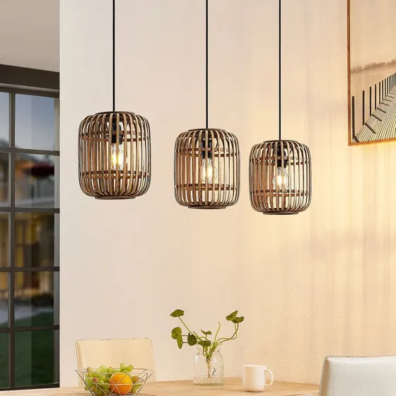 Lindby Canyana Hanglamp - 3-lampig Rotan - 105 cm