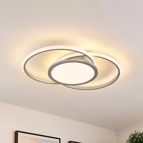 Lucande LED-plafondlamp Senne - Zilver - 63 cm