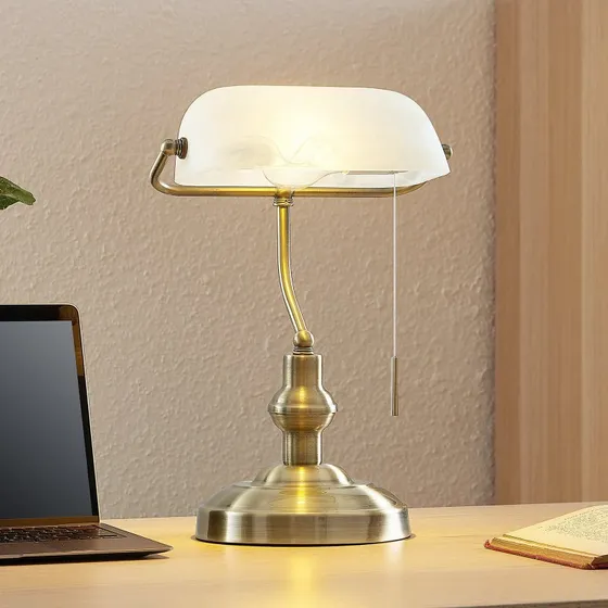 Lindby Profina Bureaulamp - Brons - Bankiersstijl