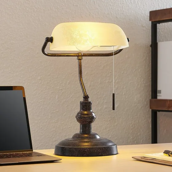 Lindby Profina Bureaulamp - Roestbruin Staal - 39 cm