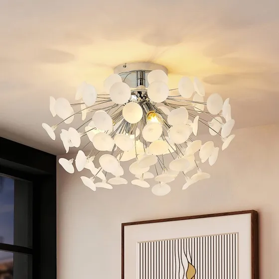 Lindby Yurina Plafondlamp - Chroom/Opaal - Modern Design