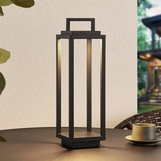Lucande Mirina LED Buitenlamp - Zwart - Oplaadbaar - Modern