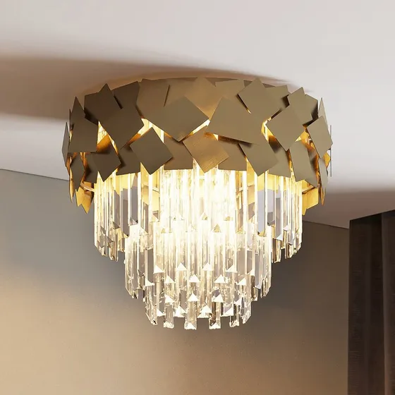 Lucande Miraia Plafondlamp Kristal - Messing/Goud