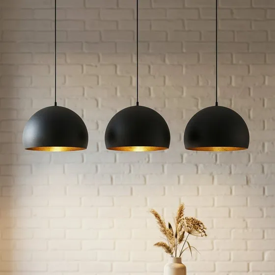 Lindby Tarjei Hanglamp Zwart/Goud - 120 cm