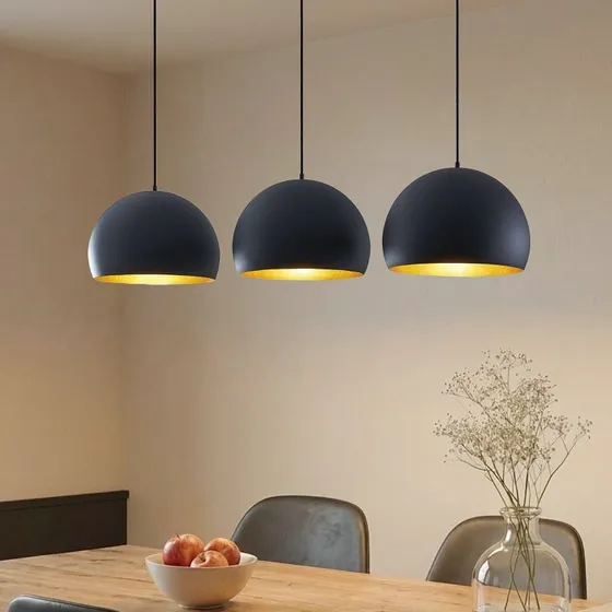 Lindby Tarjei Hanglamp - Zwart/Goud - 146 cm