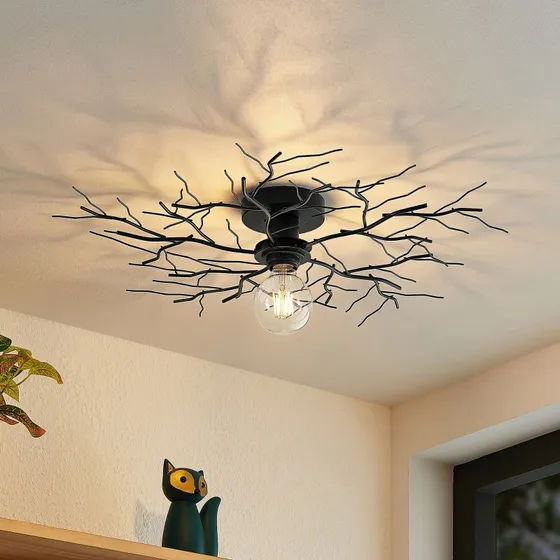 Lindby Vetki Plafondlamp - Mat Zwart - Ø 60 cm