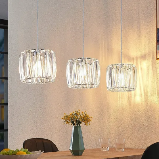 Lindby Sofia Hanglamp - Chroom/Helder - 107 cm - 3-lamps