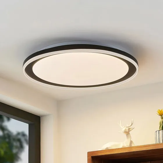 Lindby Verdan LED Plafondlamp - Zwart - Dimmbaar & CCT