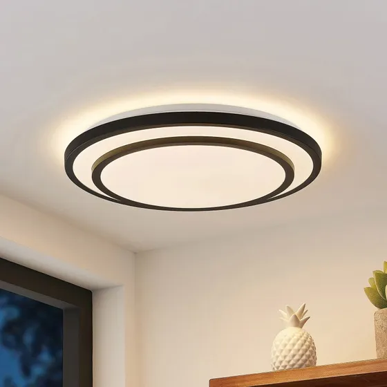 Lindby Essina LED Plafondlamp - Dimbaar & CCT - Zwart/Wit