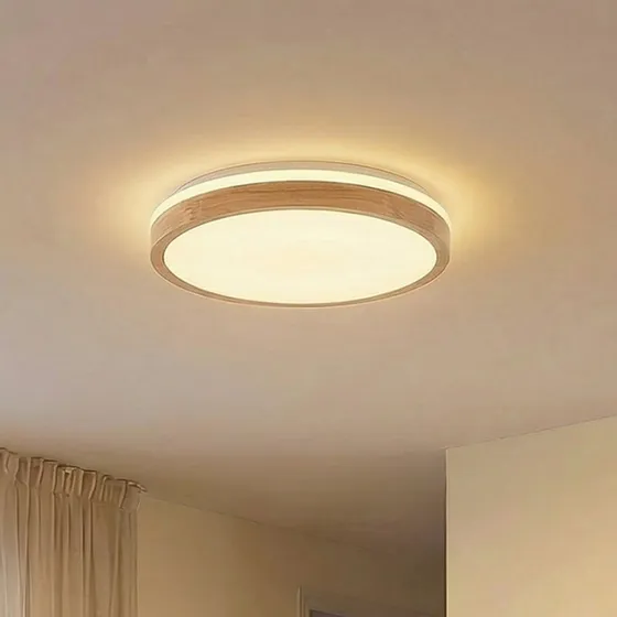 Lindby Emiva LED Plafondlamp - Hout - Ø 49 cm - Dimbaar