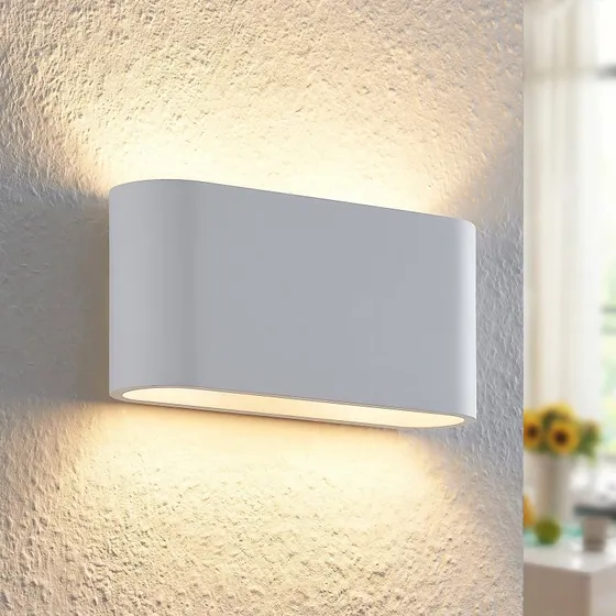 Lindby Mavora Wandlamp - Wit Gips - 25 cm