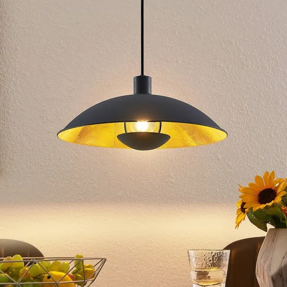 Lindby Narisara Hanglamp Ø40 - Zwart/Goud - Modern