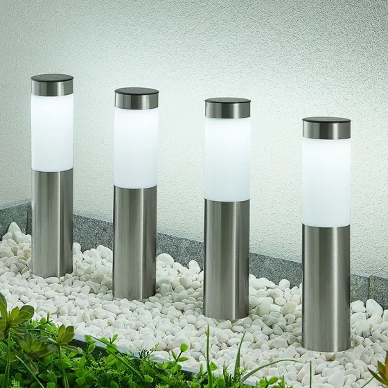 Lindby Sirita LED Solar Tuinlamp Set - 4 stuks - 31 cm - Zilver