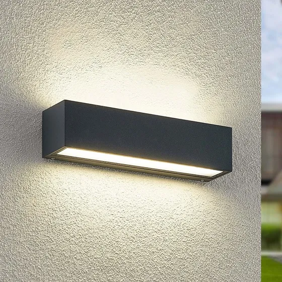 Arcchio LED wandlamp Lengo, 25 cm, Antraciet, Up/Down