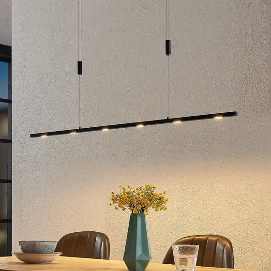 Lucande Stakato LED Hanglamp - 120 cm - Mat Zwart - Dimbaar