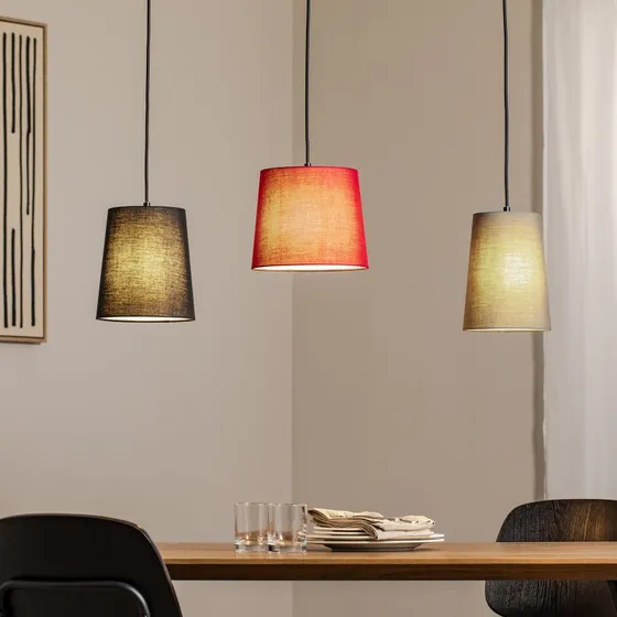 Lindby Hanglamp Amilia - 3-Lamps - Rood/Grijs/Zwart - Stof