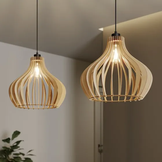Envostar Faje Hanglamp - Scandinavisch Design - Berkenmultiplex & Zwart
