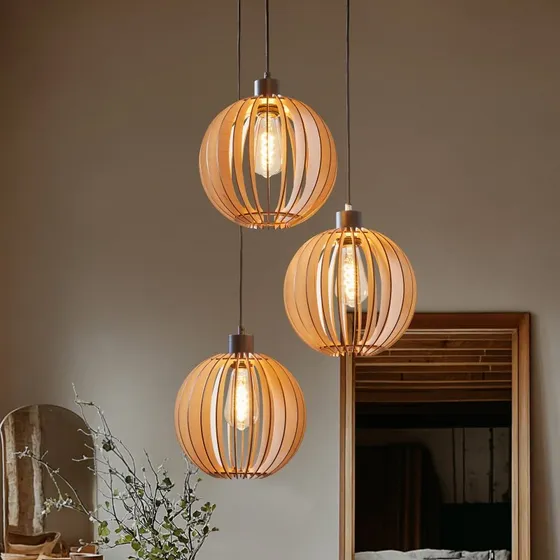 Envostar Clay Cluster hanglamp - Berkenmultiplex - 3-lamps