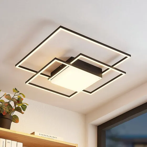 Lindby Nelinka LED Plafondlamp - Zwart - 60 cm