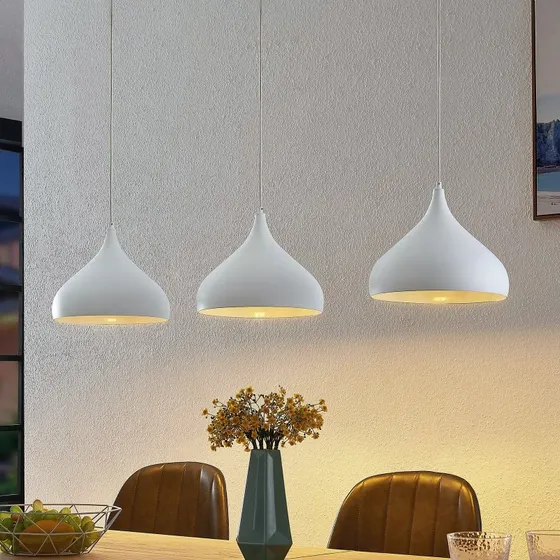 Lindby Elamira Hanglamp - Wit - 133 cm - 3-lampen
