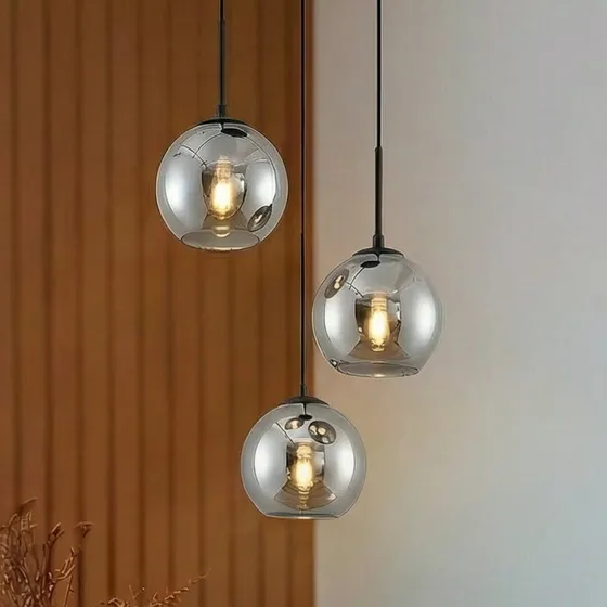 Lindby Jurian Hanglamp - 3-lamps - Zwart/Rookglas - 32 cm