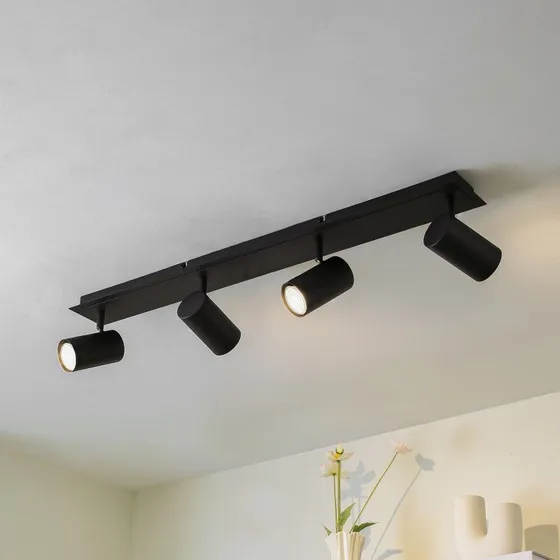 Lindby Joffrey Plafondspot, 80 cm, Zwart, 4x GU10