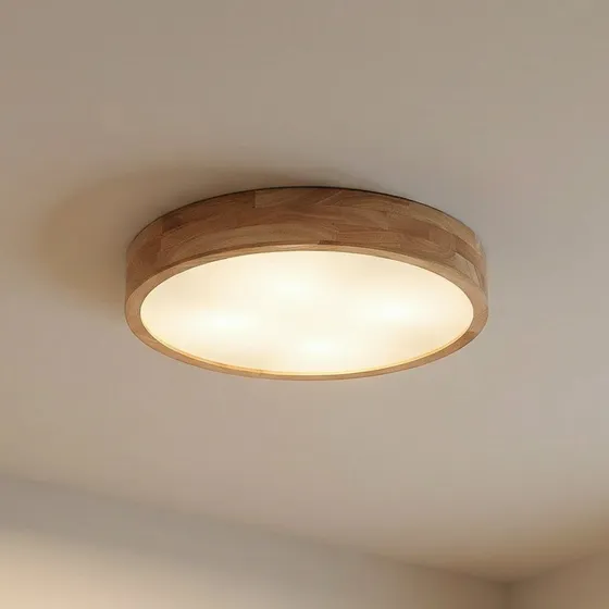 Lindby Tanju Plafondlamp - Eikenhout - Ø 50 cm - 4-lampig
