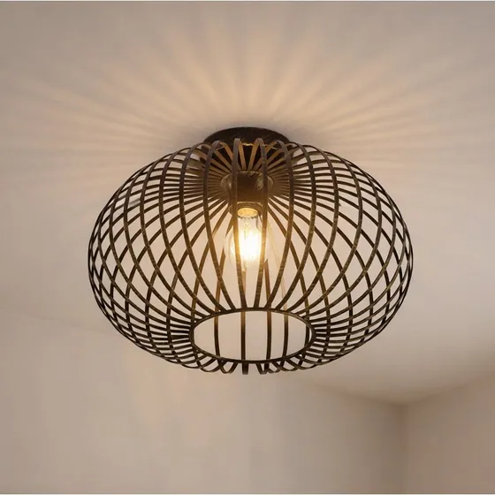 Lindby Plafondlamp Rosalea - Zwart/Messing - 40 cm
