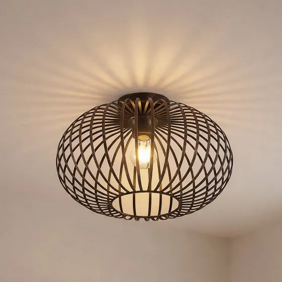 Lindby Plafondlamp Rosalea - Zwart/Koper - 40 cm