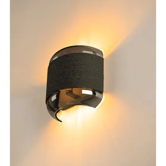 SLV Pantilo Rope Wandlamp - Chroom/Zilver met Getint Glas