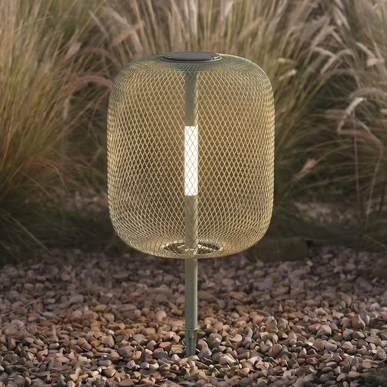 Lucande Faylen LED-zonne-energie-grondlamp, Saliegroen, IP65
