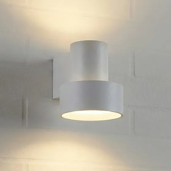 Lucande Elune LED buiten wandlamp - Lichtgrijs - Up/Down - IP44