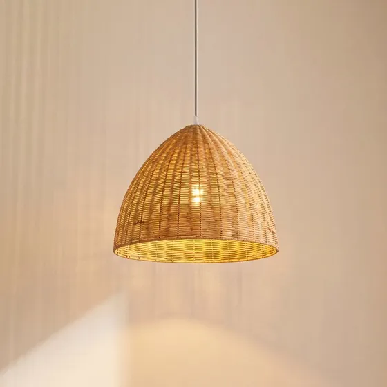Lindby hanglamp Laverne, Ø 40 cm, rotan, E27