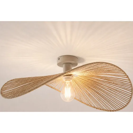 Lindby Valdorin Plafondlamp - Beige Papier - 75x50 cm