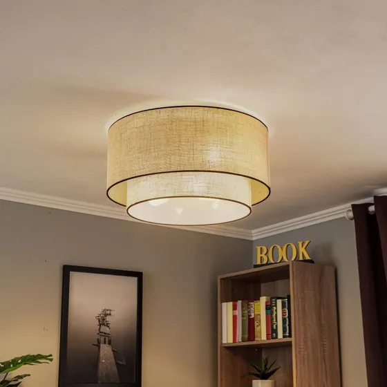 Euluna Boho Plafondlamp Jute & Zwart, Ø 60 cm