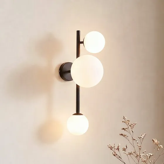 ALDEX Wandlamp Dione, 3-lamps, zwart, dimbaar