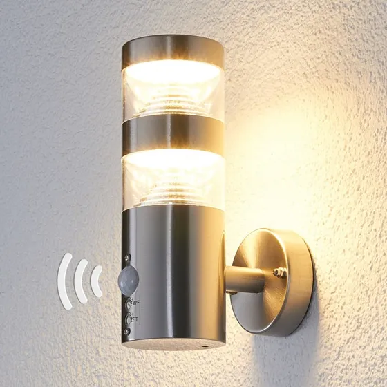 Lindby Lanea LED Buitenwandlamp met Bewegingssensor, Roestvrij Staal