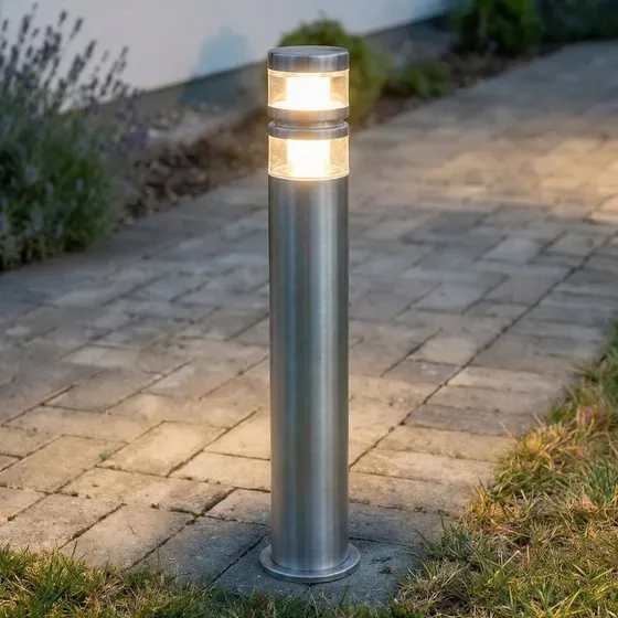 Lindby LED tuinpadverlichting Lanea - 60 cm - Grijs Roestvrij Staal