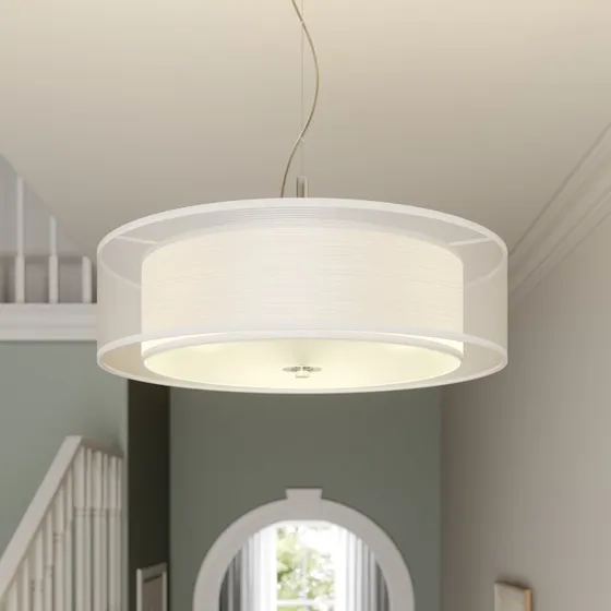 Lindby Pikka Hanglamp - Wit Textiel - Ø 50 cm
